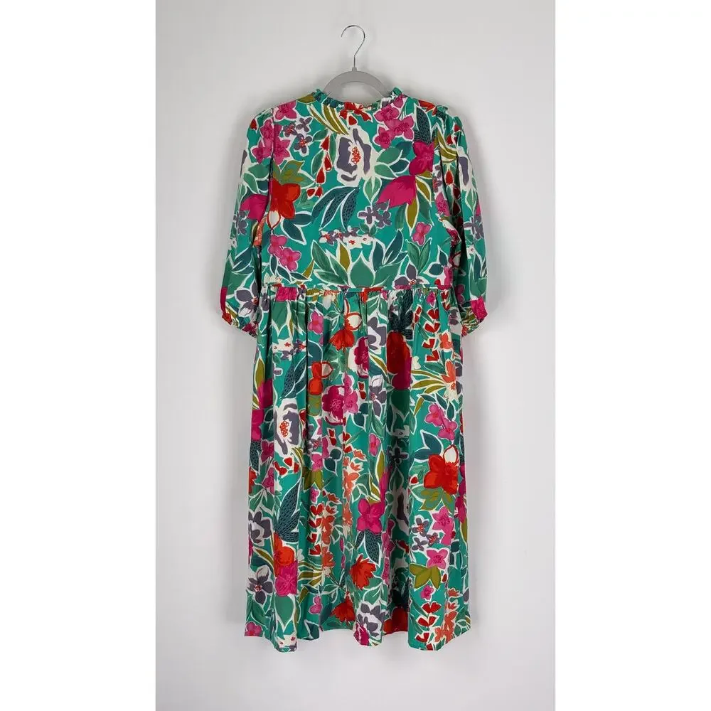 Shop The Mint Feels Right Green Floral Midi Dress Womens Size Medium New